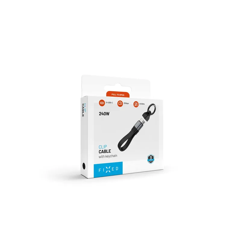 FIXED Clip USB 3.2 Gen2 240W USB-C/C 10Gpbs kabel Svart - 8019456