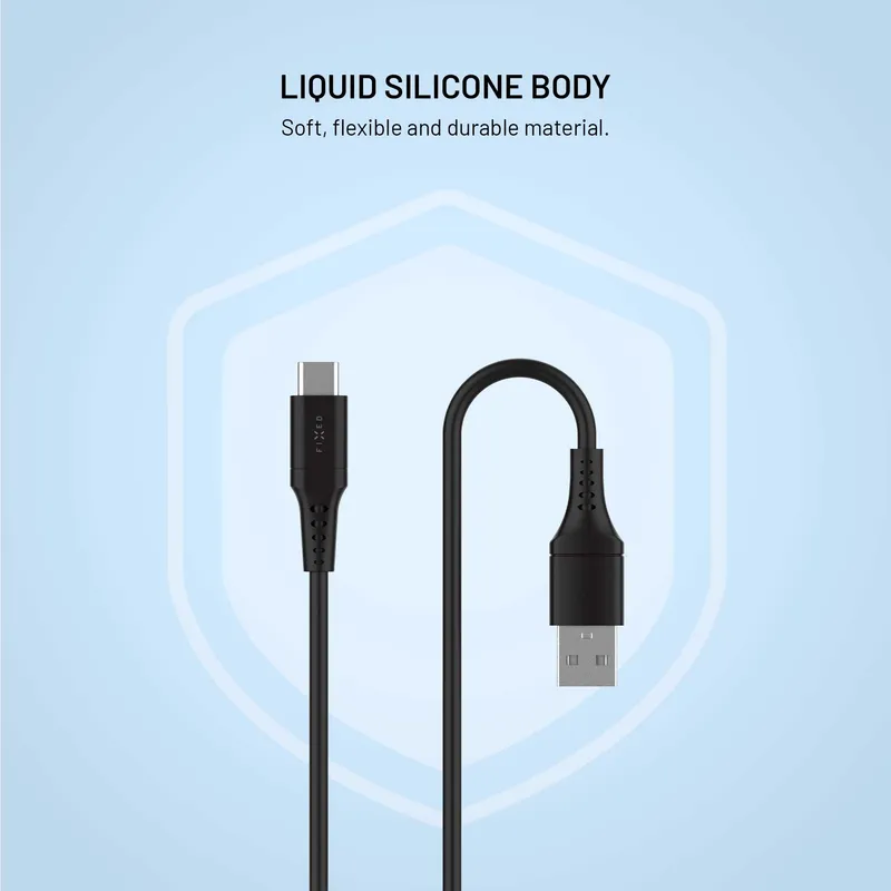 FIXED USB-A till USB-C Silikonkabel 0.3m Svart - 8019017
