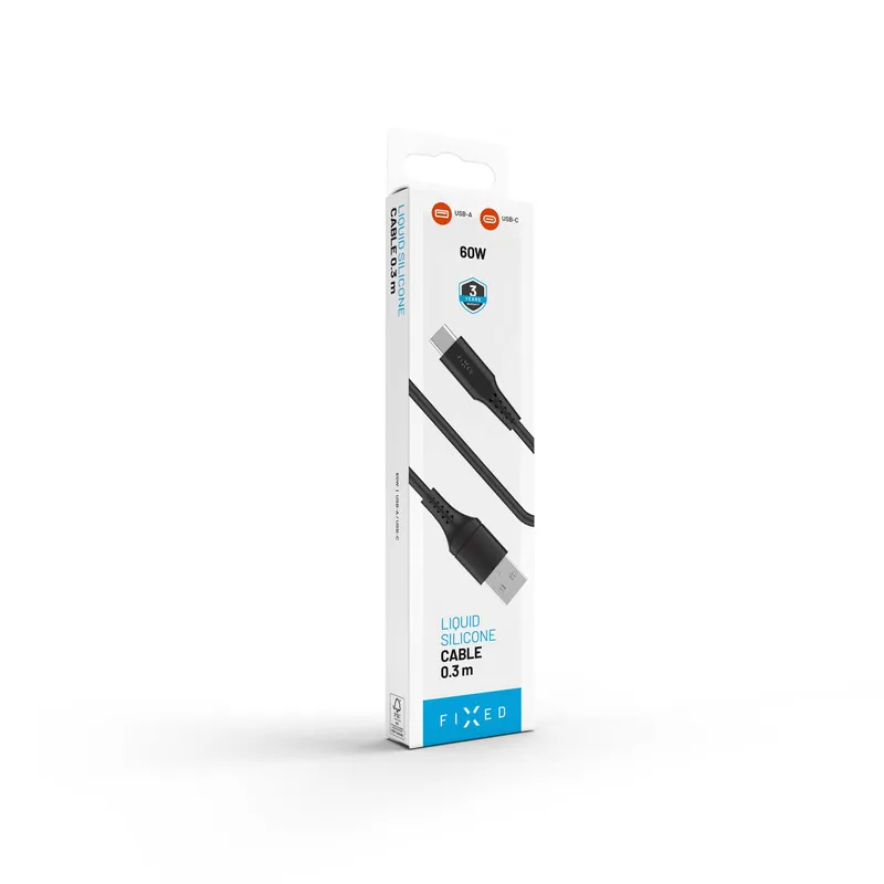 FIXED USB-A till USB-C Silikonkabel 0.3m Svart - 8019017
