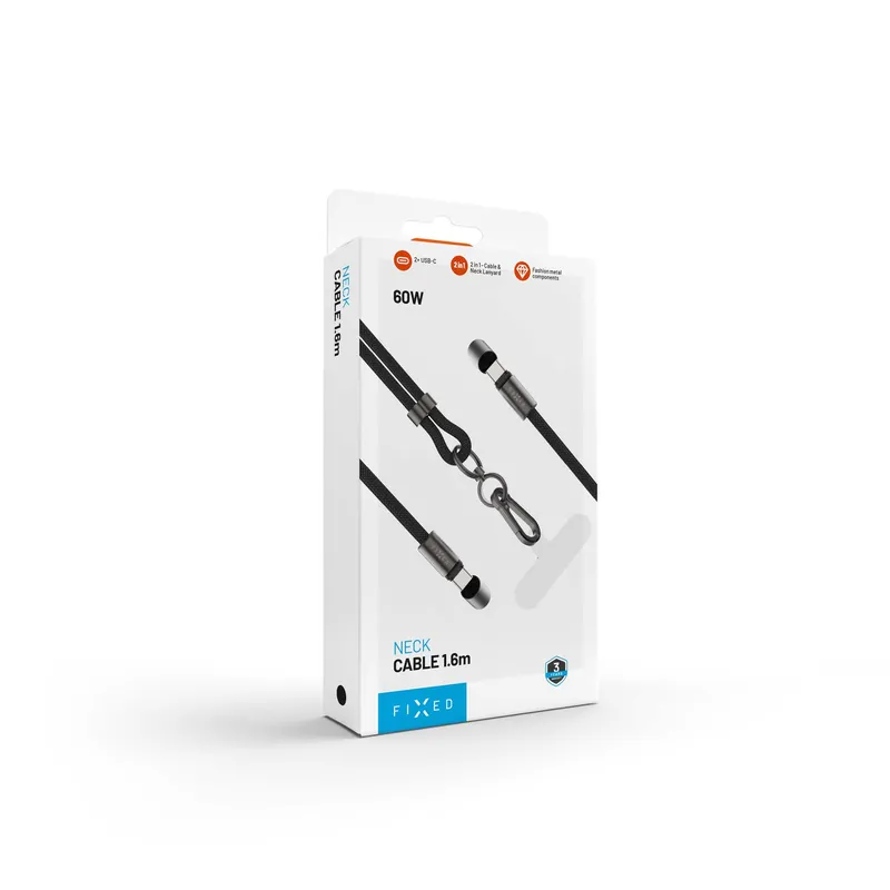 FIXED Nackkabel USB-C/USB-C 1,6m PD 60W Svart - 8019231