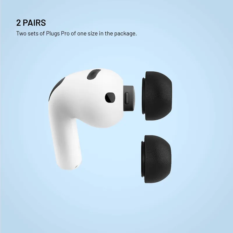 FIXED Minnesskum Örontoppar för Apple AirPods Pro 3 2 Par XXS Svart - 8019275