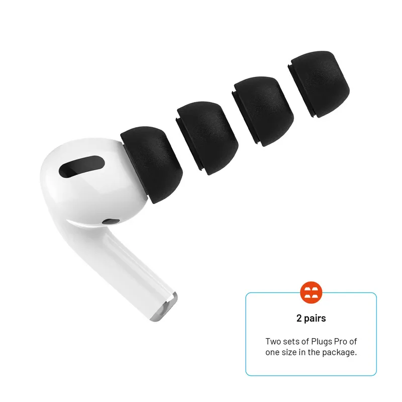 FIXED Minnesskum Örontoppar för Apple AirPods Pro/Pro 2 2 Par S Svart - 8017282