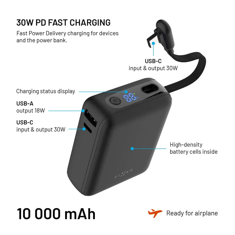 FIXED Zen10 Loop USB-C PD 30W 10.000mAh Power Bank Svart - 8019279