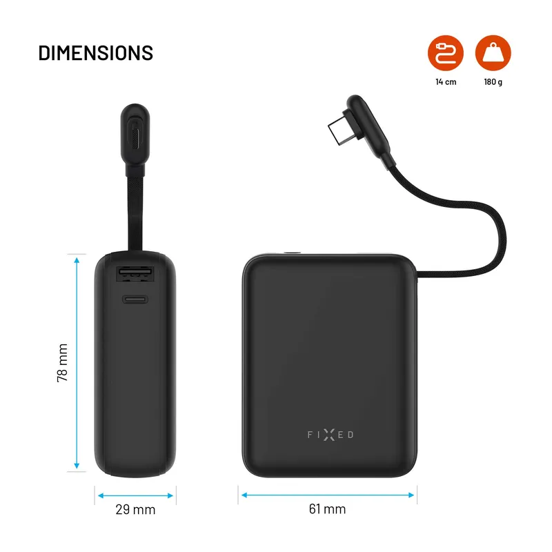 FIXED Zen10 Loop USB-C PD 30W 10.000mAh Power Bank Svart - 8019279