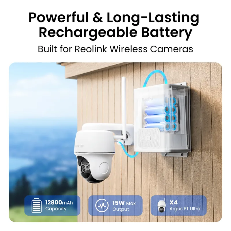 Reolink uppladdningsbart 12.800mAh batteri IP67 Vit - 3022867