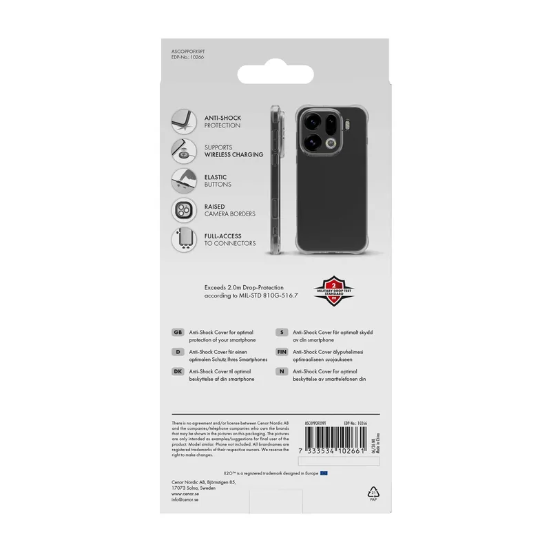 X2O Anti-Shock Skal Oppo Find X9 Pro Transparent - 3410266