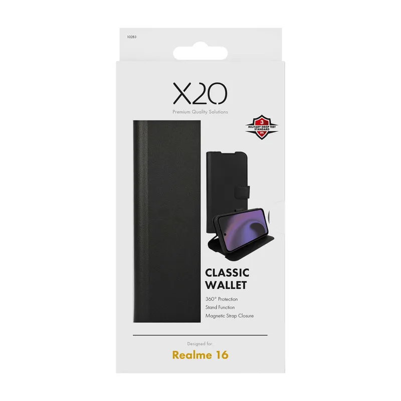 X2O Classic Wallet Plånboksfodral Realme 16 Svart - 3410283