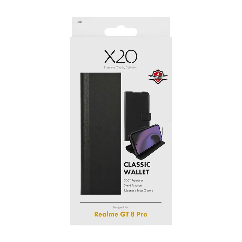 X2O Classic Wallet Plånboksfodral Realme GT 8 Pro Svart - 3410292
