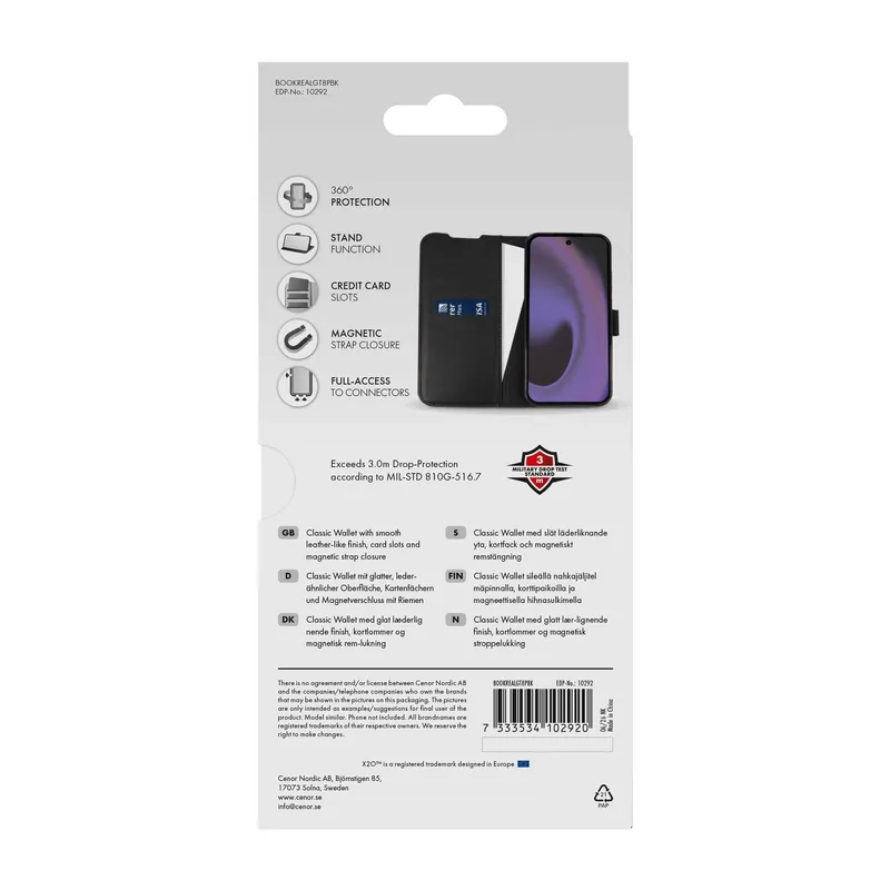 X2O Classic Wallet Plånboksfodral Realme GT 8 Pro Svart - 3410292