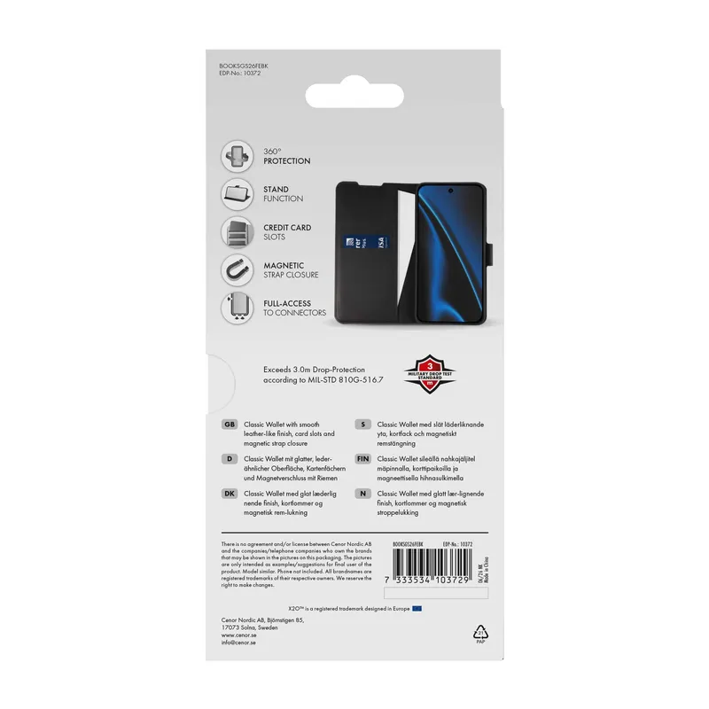 X2O Classic Wallet Plånboksfodral Samsung Galaxy S26 FE Svart - 3410372