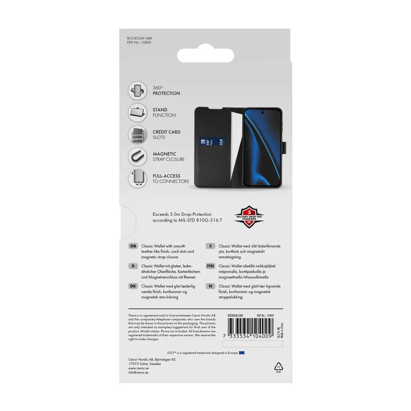 X2O Classic Wallet Samsung Galaxy A16 5G/4G Black - 3410400