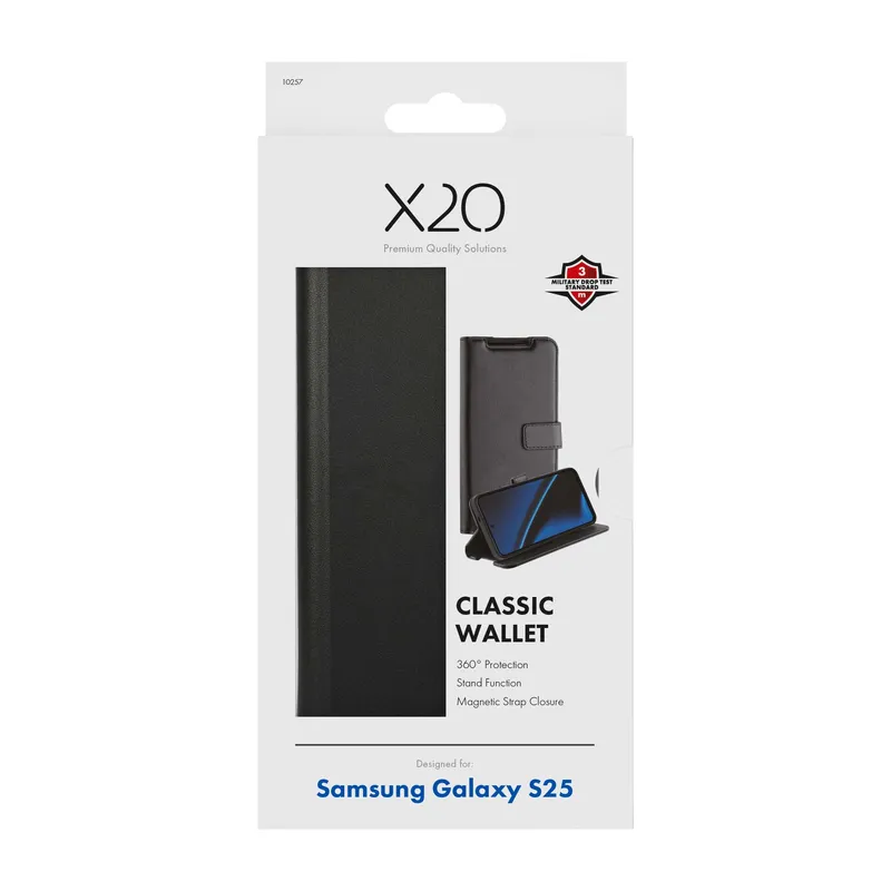 X2O Classic Wallet Plånboksfodral Samsung Galaxy S25 Svart - 3410257