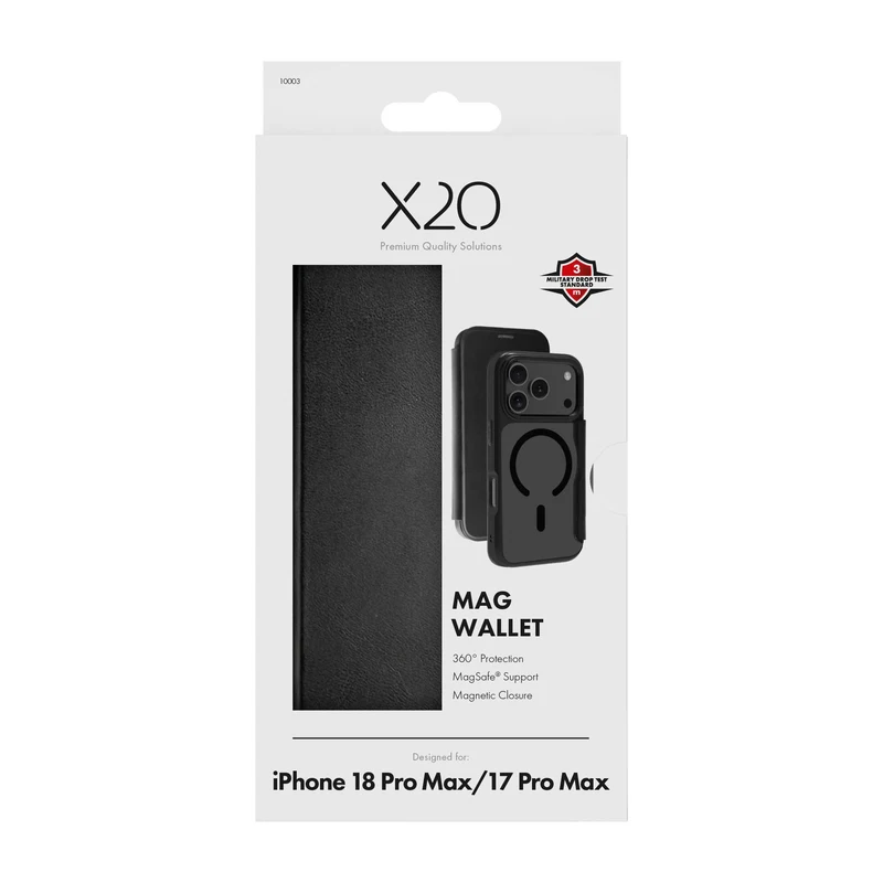 X2O Mag Wallet Plånboksfodral Apple iPhone 18 Pro Max/17 Pro Max Svart - 3410003