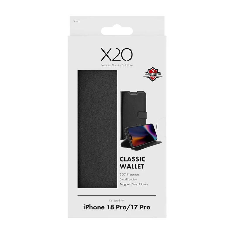 X2O Classic Wallet Plånboksfodral Apple iPhone 18 Pro/17 Pro Svart - 3410017