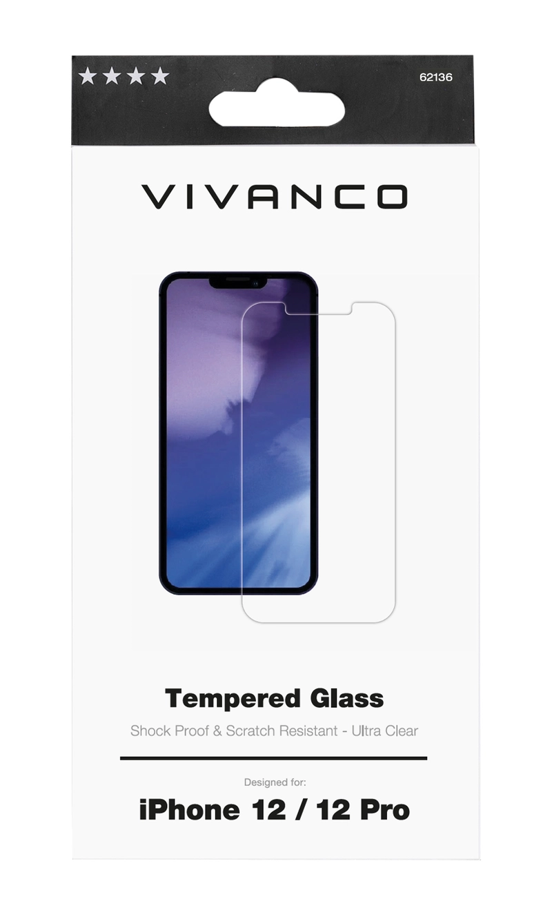 Vivanco Skyddsglas 9H iPhone 12 / 12 Pro - 2862136