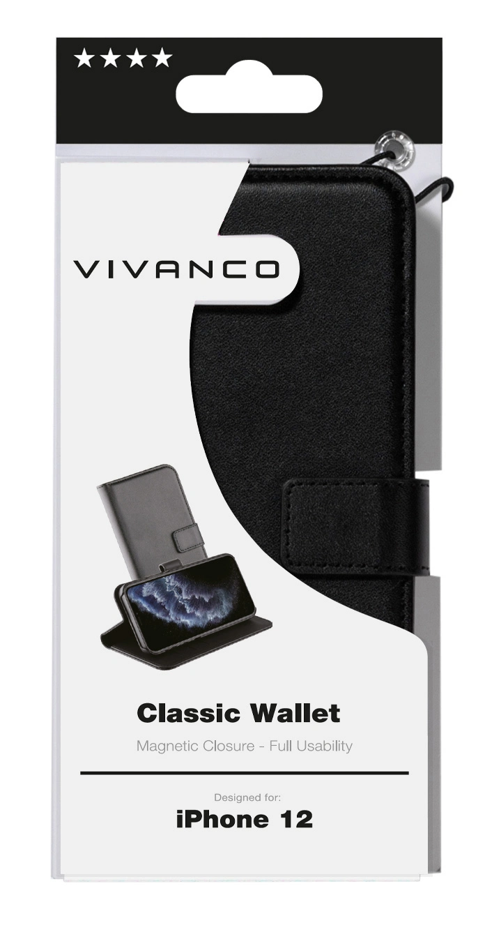 Vivanco Classic Plånboksfodral iPhone 12 mini Svart - 2862157