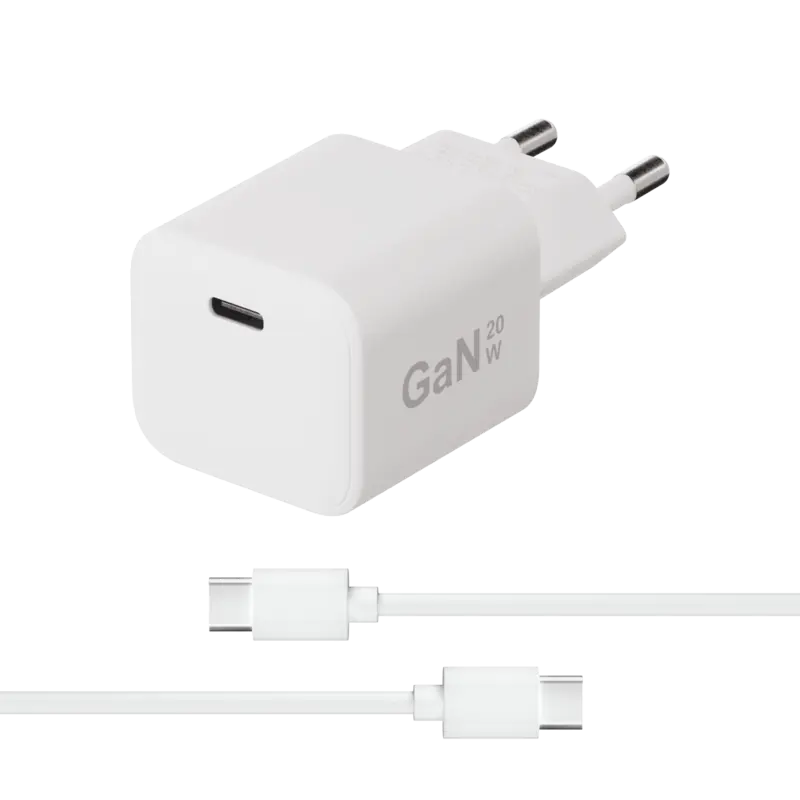 X2O 20W hemmaladdare USB-C med 1,2 m kabel GaN Vit - 3401003