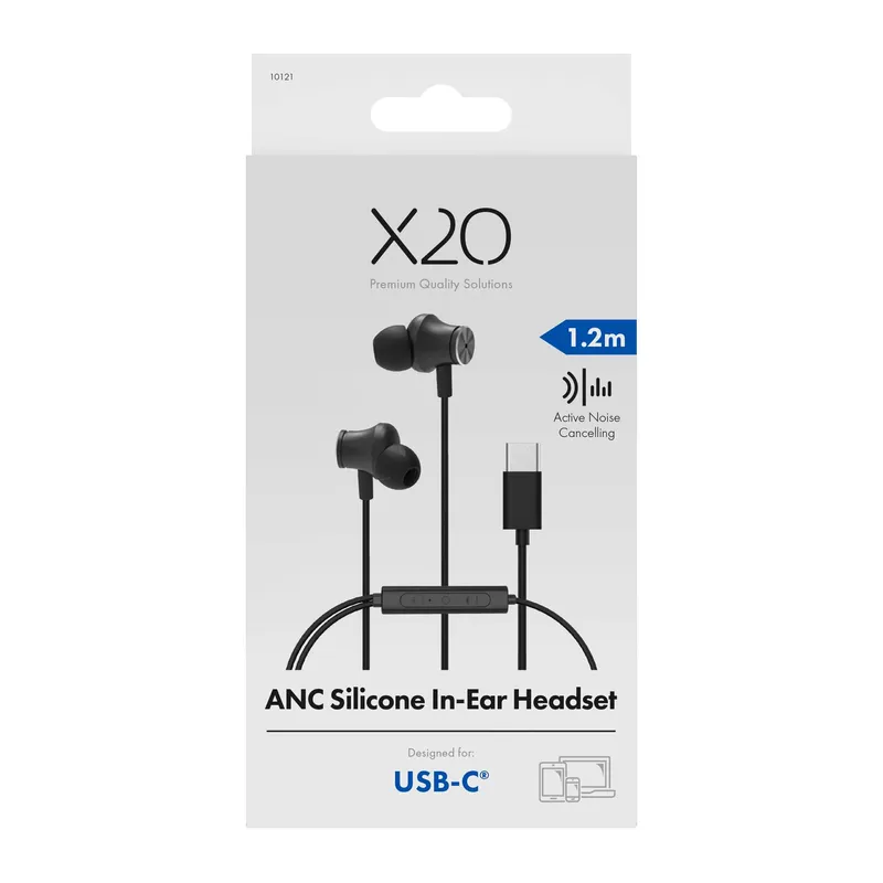 X2O USB-C ANC Silicone In-Ear Headset 1.2m Svart - 3410121