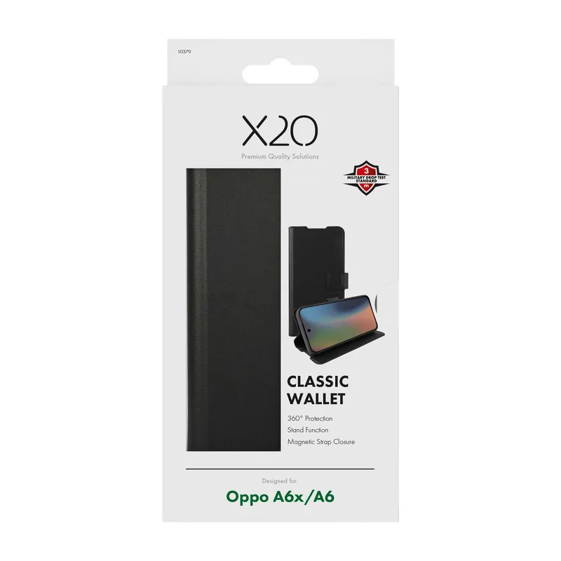 X2O Classic Wallet Plånboksfodral Oppo A6x/A6 Svart - 3410379