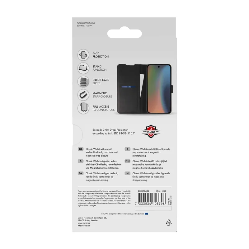 X2O Classic Wallet Plånboksfodral Oppo A6x/A6 Svart - 3410379