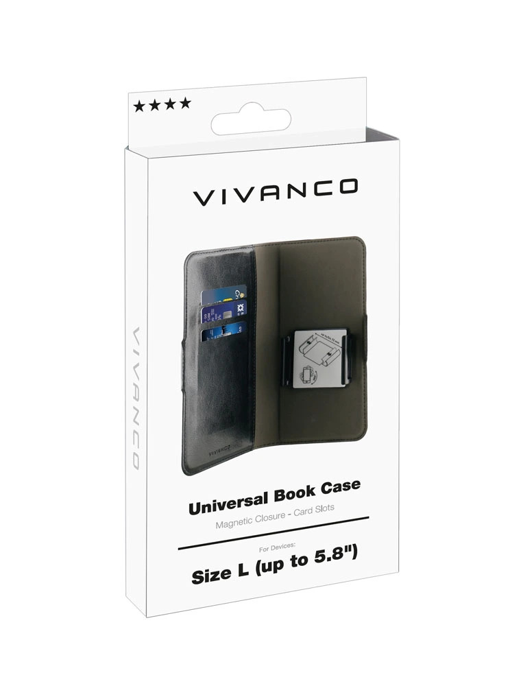 Vivanco Universal Plånboksfodral L 3-kort Svart - 2862370