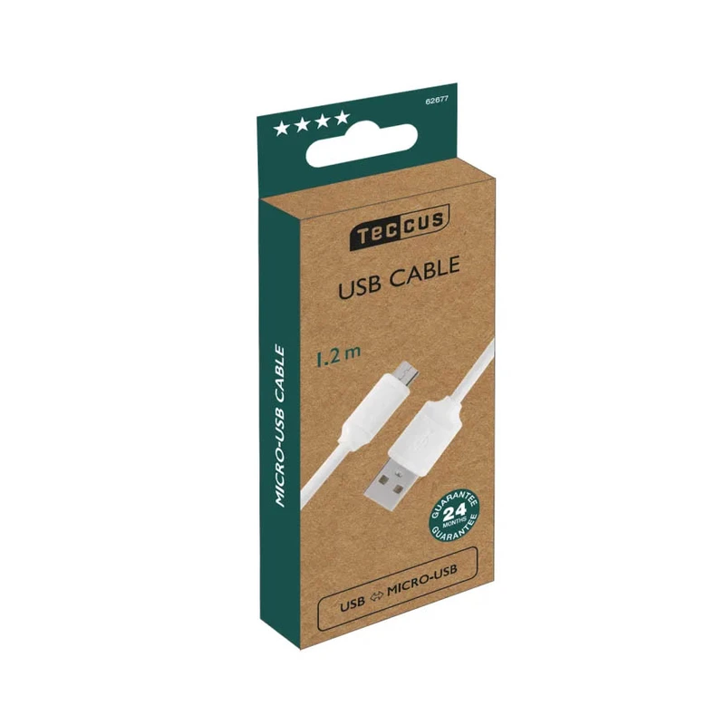 Vivanco Micro-USB Ladd-/Synk. kabel 1.2m Vit - 2862677