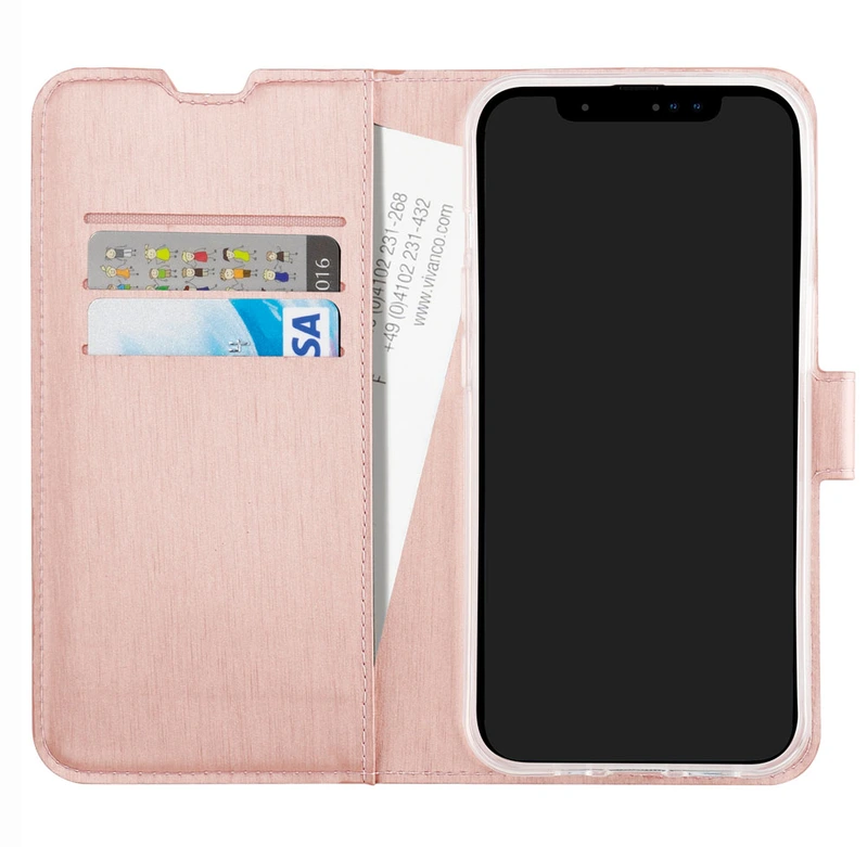 Vivanco Classic Plånboksfodral iPhone 14/13 Rosa Guld - 2863457