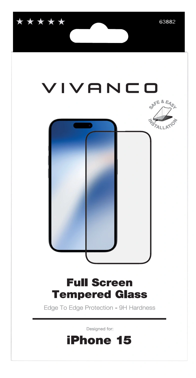 Vivanco Full Screen Skyddsglas 9H iPhone 15 - 2863882