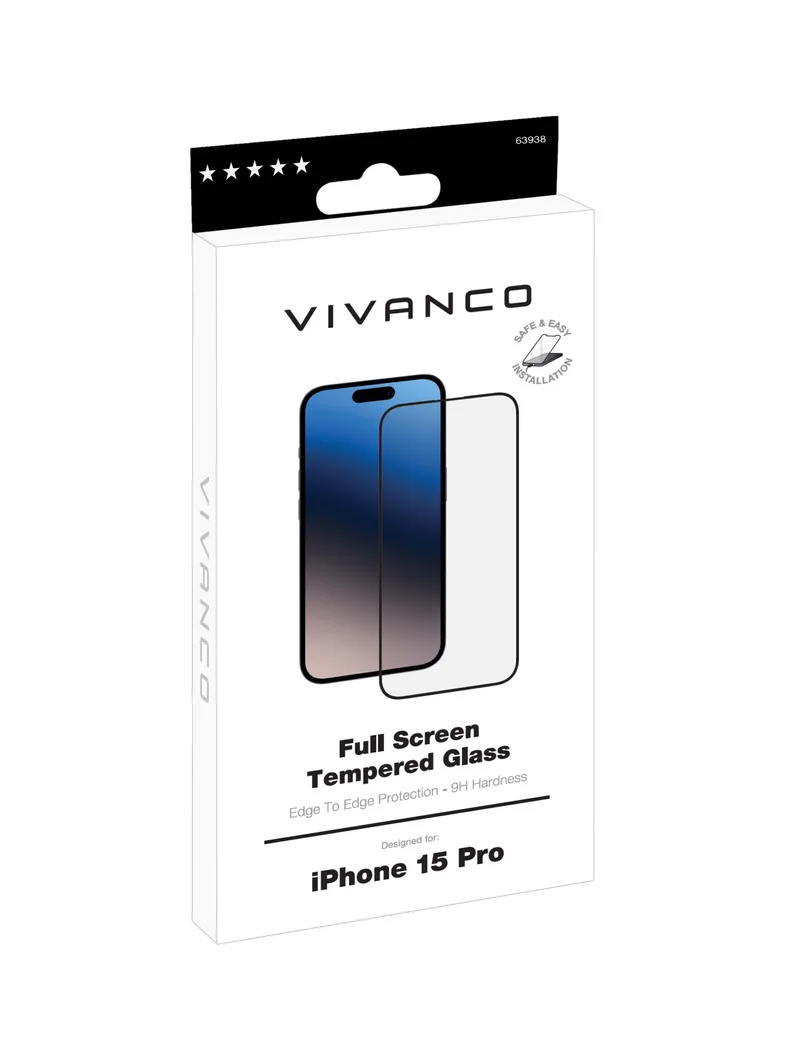 Vivanco Full Screen Skyddsglas 9H iPhone 15 Pro - 2863938