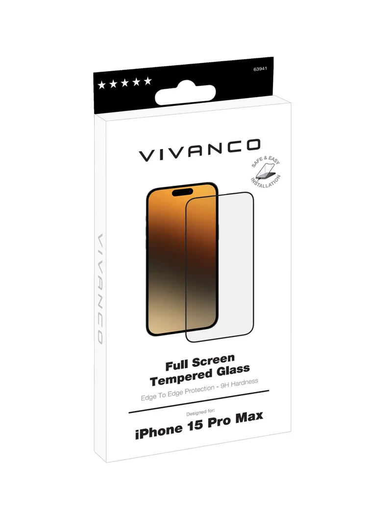 Vivanco Full Screen Skyddsglas 9H iPhone 15 Pro Max - 2863941
