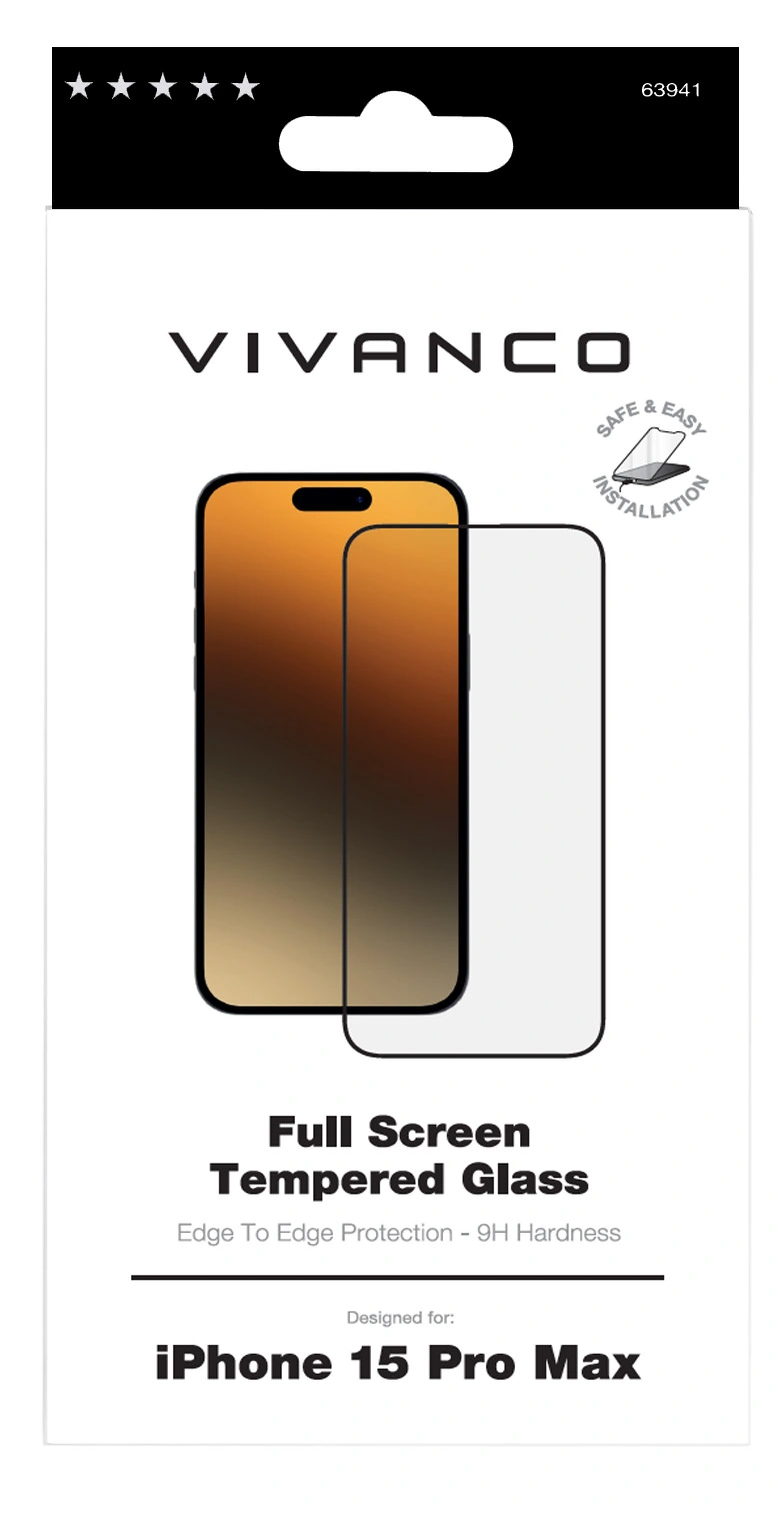 Vivanco Full Screen Skyddsglas 9H iPhone 15 Pro Max - 2863941