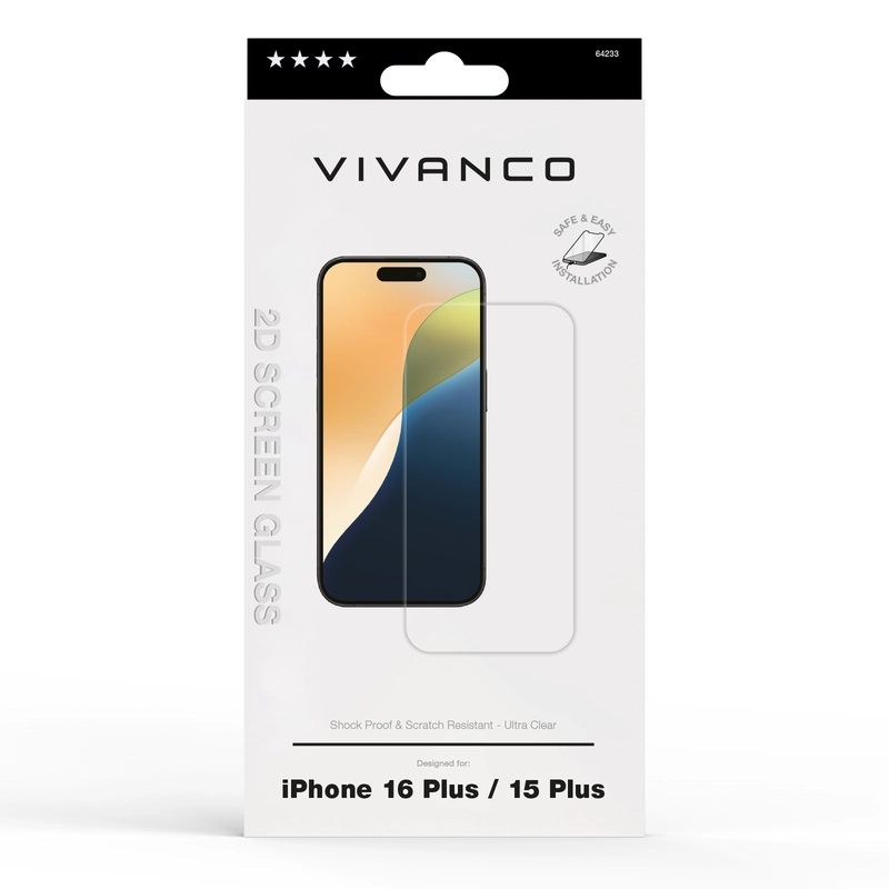 Vivanco Härdat Skyddsglas 9H iPhone 16/15 Plus - 2864233