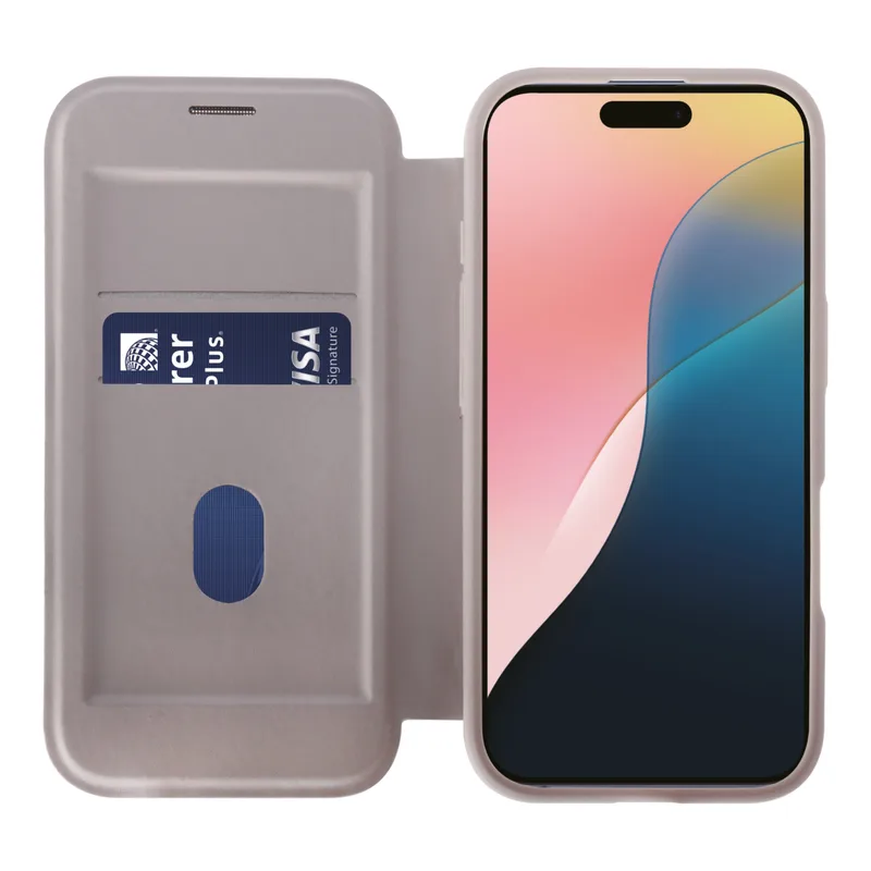 Vivanco Mag Wallet Plånboksfodral iPhone 16 Greige - 2864249