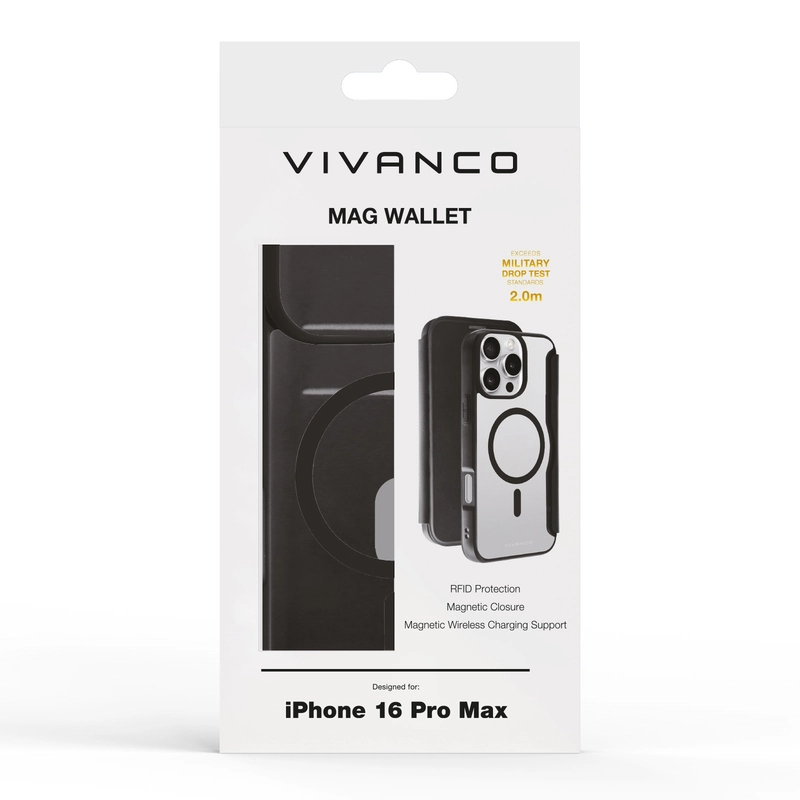 Vivanco Mag Wallet Plånboksfodral iPhone 16 Pro Max Svart - 2864262