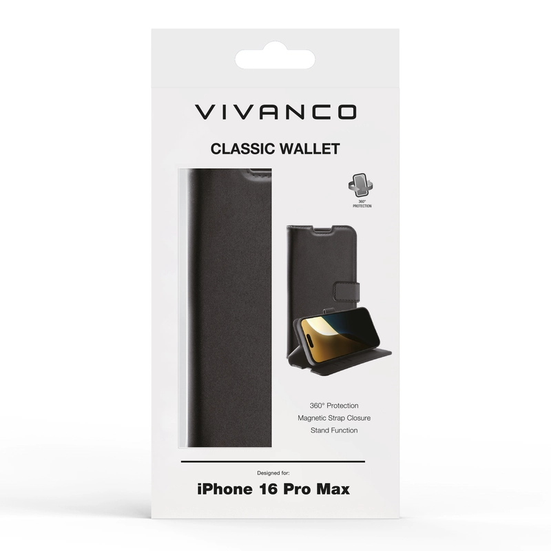 Vivanco Classic Plånboksfodral iPhone 16 Pro Max Svart - 2864264