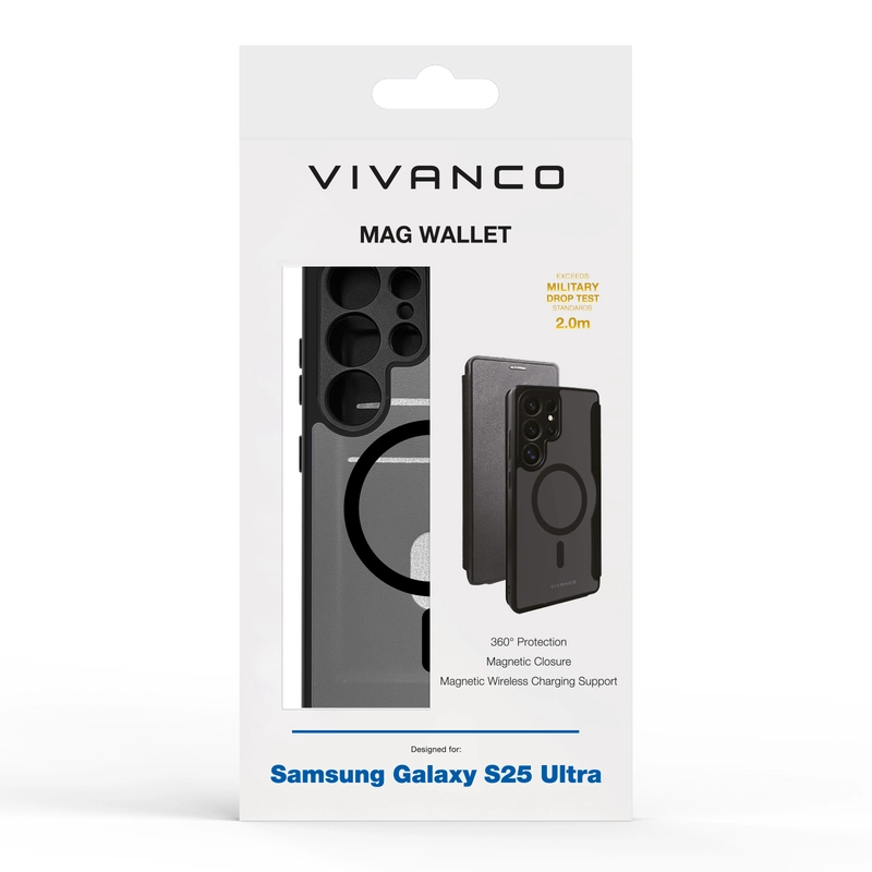 Vivanco Mag Wallet Plånboksfodral Samsung Galaxy S25 Ultra Svart - 2864500