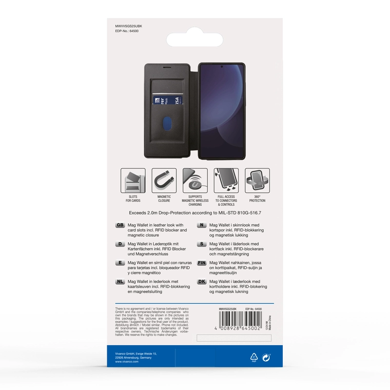 Vivanco Mag Wallet Plånboksfodral Samsung Galaxy S25 Ultra Svart - 2864500