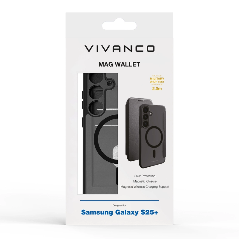 Vivanco Mag Wallet Plånboksfodral Samsung Galaxy S25+ Svart - 2864506