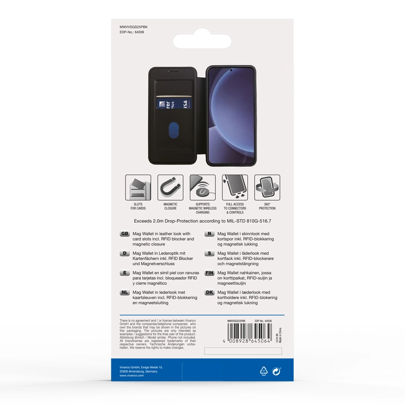 Vivanco Mag Wallet Plånboksfodral Samsung Galaxy S25+ Svart - 2864506