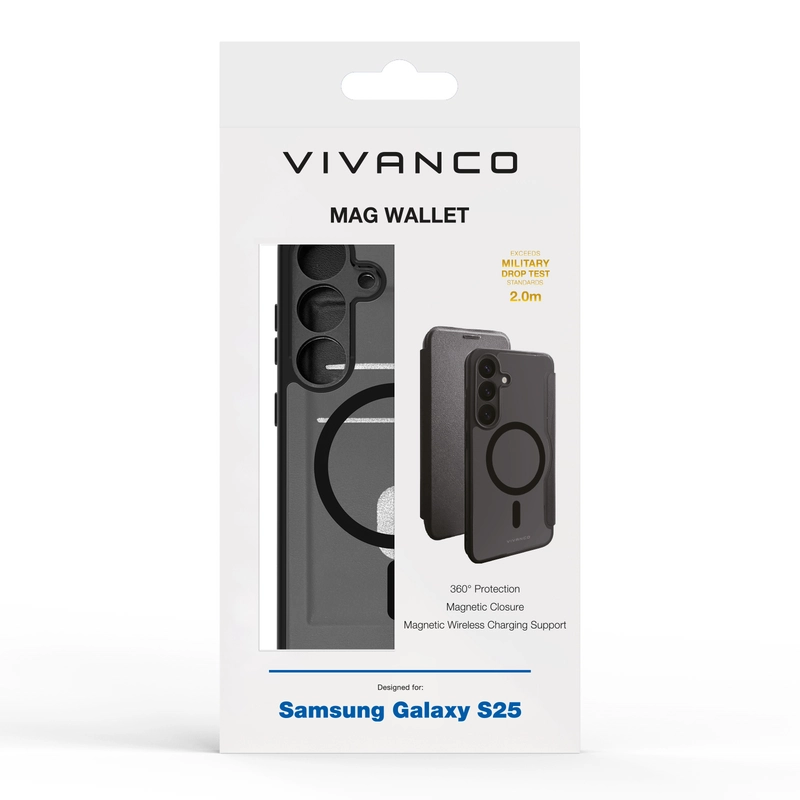 Vivanco Mag Wallet Plånboksfodral Samsung Galaxy S25 Svart - 2864512