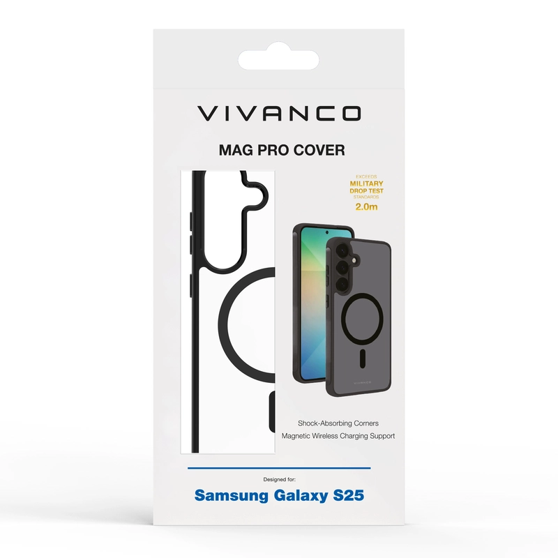 Vivanco Mag Pro Cover Samsung Galaxy S25 Transparent/Svart - 2864514
