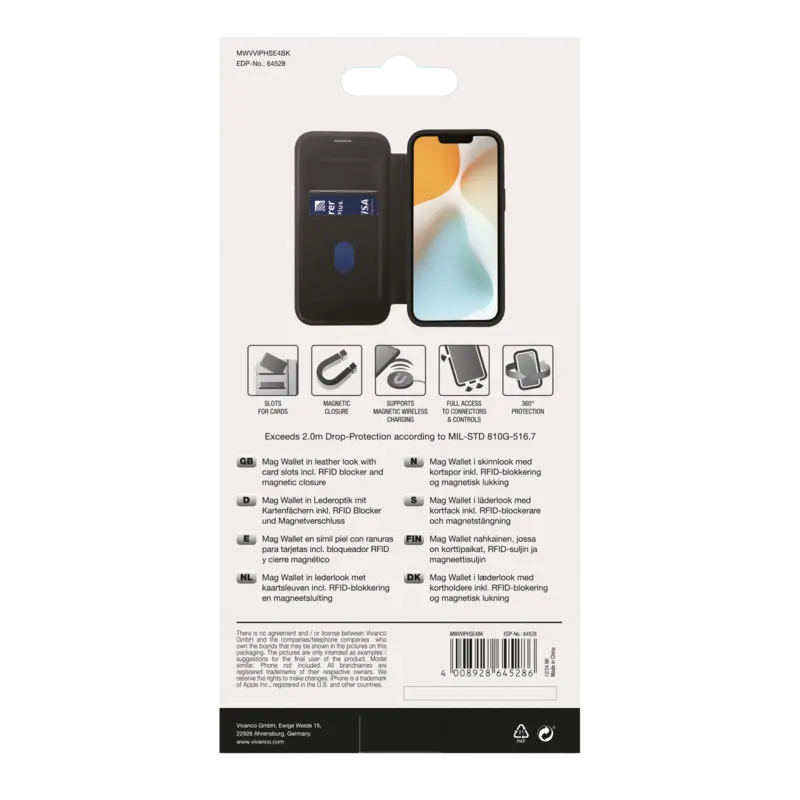 Vivanco Mag Wallet Plånboksfodral Apple Apple iPhone 17e/16e Svart - 2864528