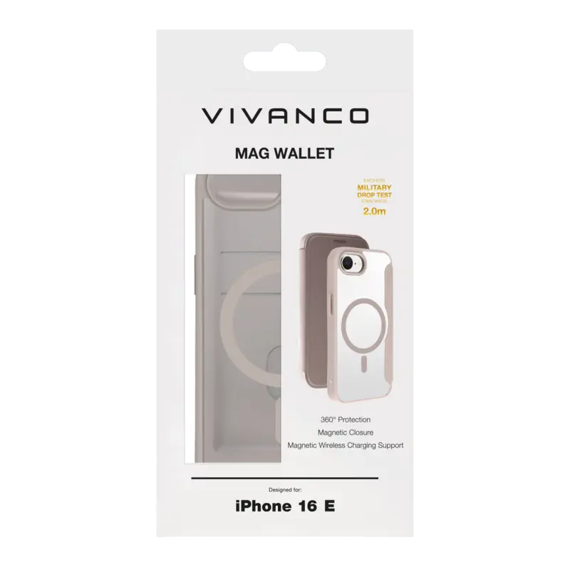 Vivanco Mag Wallet Plånboksfodral Apple Apple iPhone 17e/16e Greige - 2864529