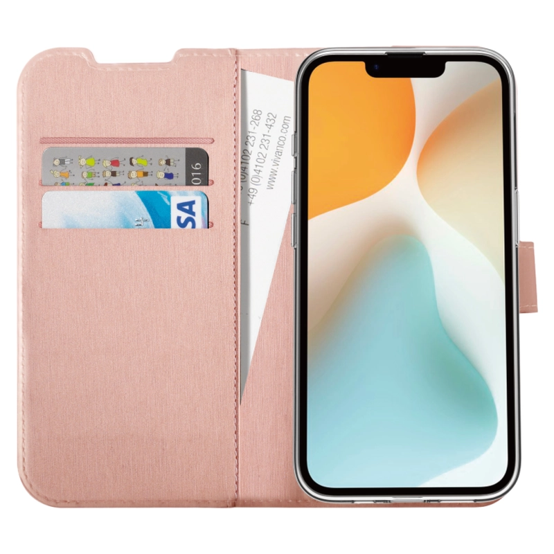 Vivanco Classic Plånboksfodral Apple iPhone 17e/16e Rosa Guld - 2864534