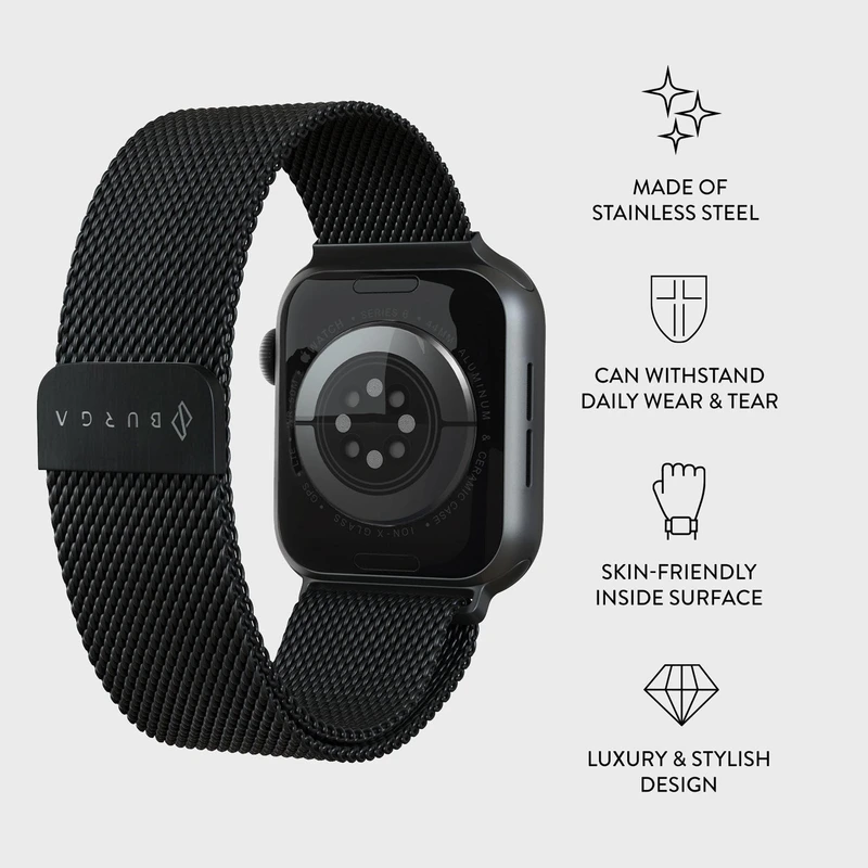 Burga Metal Mesh Black - Apple Watch 42/44/45/46/49mm Metallarmband - 2178229
