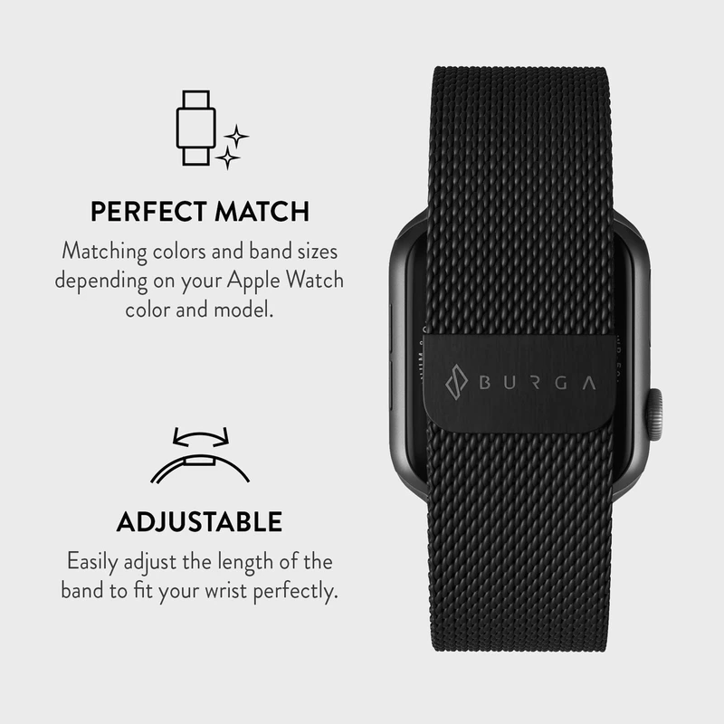 Burga Metal Mesh Black - Apple Watch 42/44/45/46/49mm Metallarmband - 2178229