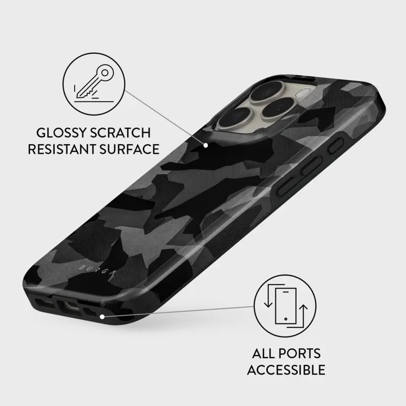 Burga Night Black Camo - Apple iPhone 16 Tough Skyddsskal - 2937764